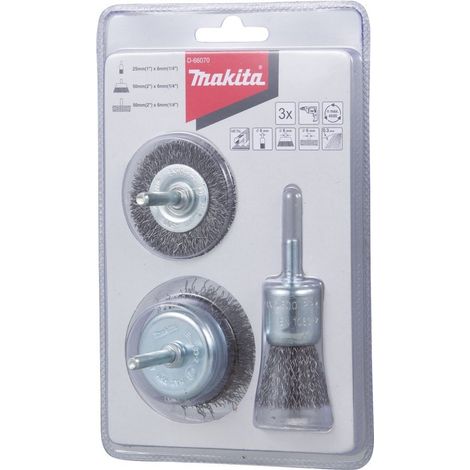 Makita Rundbürsten-Set 3tlg. Stahl mit 6 mm Schaft D-66070