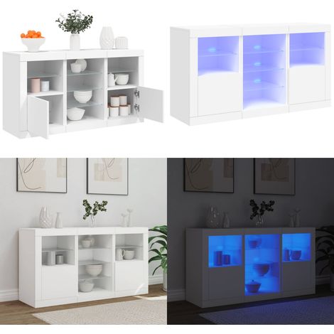 Buffet avec lumières LED blanc 123x37x67 cm - Meuble De Rangement - Buffet - Meuble Tv - Luminaire Led - Design Moderne - Home & Living (1/5)