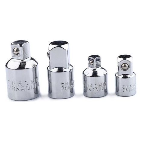 Adattatore a cricchetto da 4 pezzi, adattatore per bussola, cricchetto da 1/2 a 3/8, da 3/8 a 1/2, da 1/4 a 3/8, da 3/8 a 1/4, riduttore per bussola e punte.