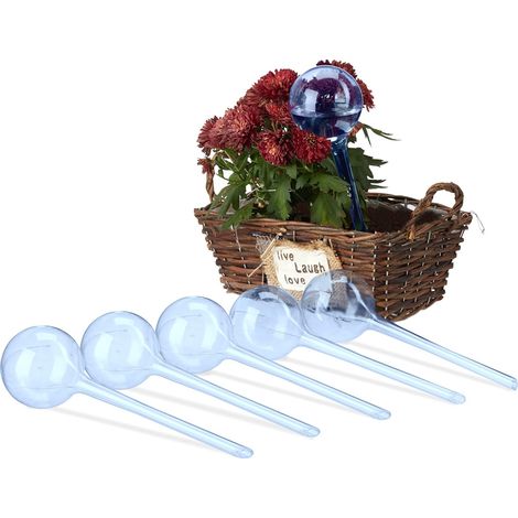 Boule D'arrosage - Lot De 6 - Plastique - 250 ML - Pour Plantes Intérieures Et Extérieures - Bleu (1/5)