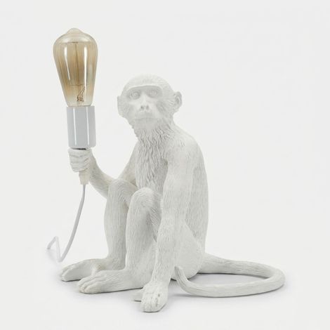 Lámpara de mesa decorativa de polirresina Monkey Seduta - Blanco (1/5)