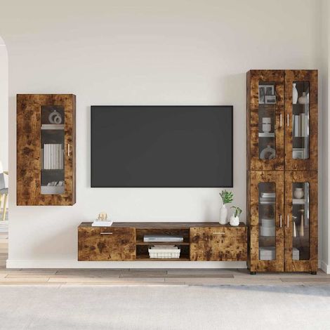 Ensemble meuble TV FLORIN 3 pcs Chêne fumé Bois d'ingénierie vidaXL