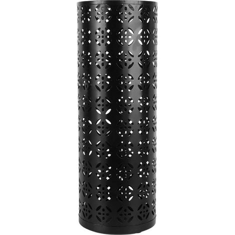 Porte-parapluies rond en métal ajouré 23x15x15cm, antirouille et élégant, pour entrée et bureau, noir – ComfortXL (1/5)