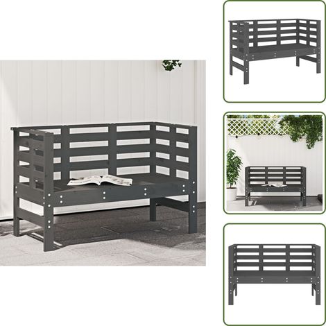 The Living Store Banco de jardín madera maciza de pino gris 111,5x53x71 cm - Banco de exterior