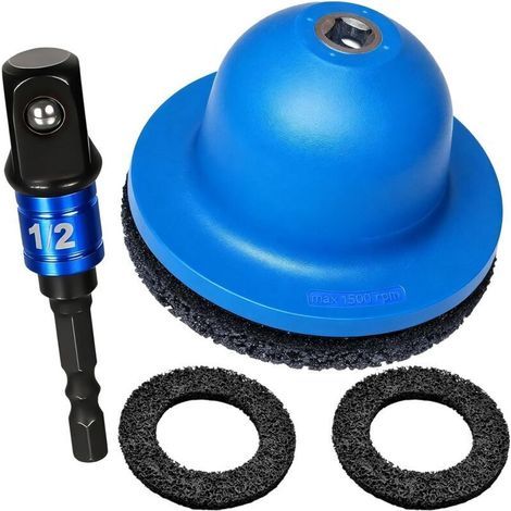 Meuleuse de Moyeu de Roue, Jeu de Brosses pour Moyeu de Roue de Voiture 90-150mm avec Entraînement Carré 1/2" et 2 Disques de Ponçage en Acier Meuleuse à Tête Sphérique (1/5)
