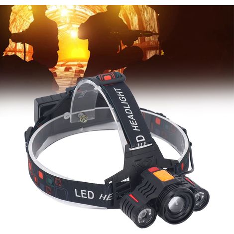 Lampe frontale noire à trois têtes TD00608 avec affichage électronique, nouveau sac à dos, chargement intelligent USB, lampe frontale de travail longue portée pour l'extérieur (1/5)