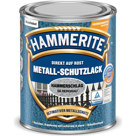 Hammerite Metallschutzlack Hammerschlag, 3in1- Rostschutz, Silbergrau, 750 ml