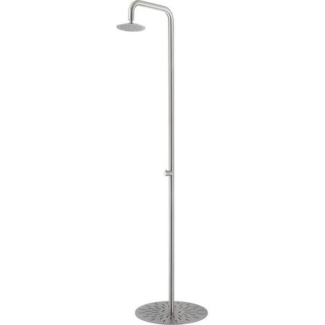 Sined Simius Ducha De Acero Inoxidable Sólo Agua Fría h 230 Cm Acero Inoxidable Satinado Con Alcachofa De Ducha Diámetro 20 Cm