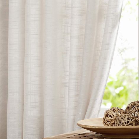 Lot de 2 Rideaux Semi-Transparents à Texture de Lin Naturel pour Salon, Bureau, 182,9 cm de Long, Rideaux de fenêtre Non Transparents pour Chambre à Coucher, 132,1 cm de Large x 132,1 cm de (1/5)