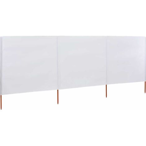 Paravent 3 panneaux Tissu 400 x 160 cm Blanc sable