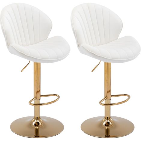 Bar Stools Set of 2 in Velvet Modern Counter Chairs Height Adjustable with Shell-Shaped Backrest for Home Bar Restaurant, Beige, Wahson (1/5)