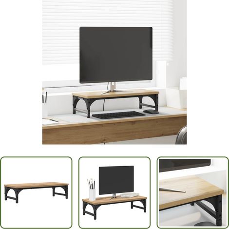 Support écran bois - Support de moniteur Chêne artisanal 55 x 23 x 14 cm (1/5)