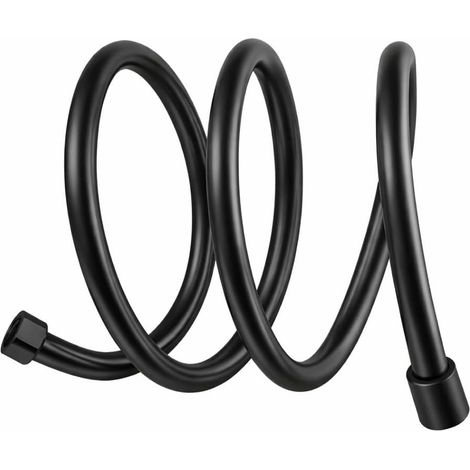 Tuyau de douche en PVC souple et lisse - Noir - Anti-torsion - 1,5 m - Raccord en laiton 1/2 G (1/5)