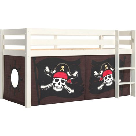 Lit Enfant Surélevé "Pino Caribian Pirates" 90x200cm Blanc (1/2)