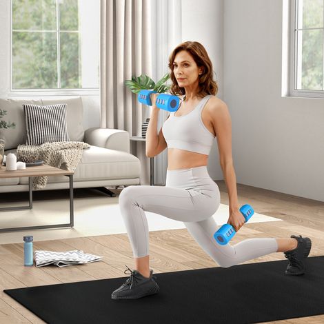 Juego de Mancuernas Ajustables 4 en 1 de 1/1,5/2/2,5 kg con Mangos Antideslizantes y Diseño Cuadrado para Casa Gimnasio (1/5)
