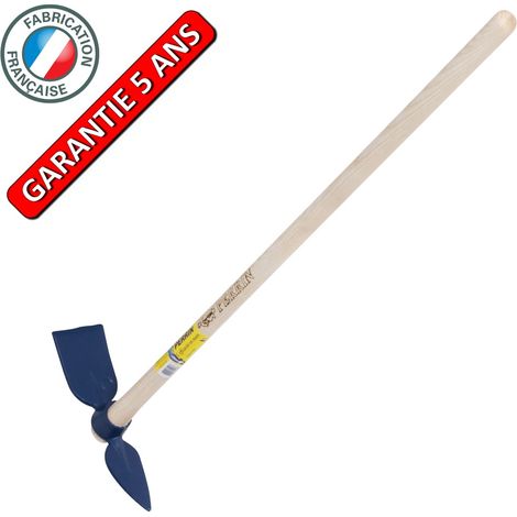 Serfouette forgée 26 cm – Manche droit 1,30 m – Fabrication française – Dureté 140 kg/mm² – Peinture hydrosoluble non polluante – Outils Perrin