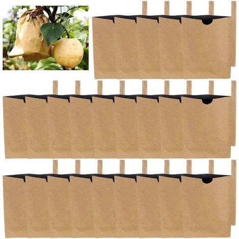 Lot de 100 sachets papier imperméables pour fruits et légumes, protection anti-insectes et anti-oiseaux, potager (1/5)