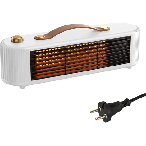 Mini-Heizlüfter, energiesparend, 800 W, tragbar, Keramik-Heizgerät, Thermostat für Camping, Badezimmer, Überhitzungs- und Kippschutz, leise, Weiß (1/5)