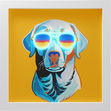 WD LifeStyle Cornice con Inserti Luminosi 30 x 30 Cm Decoro Cane