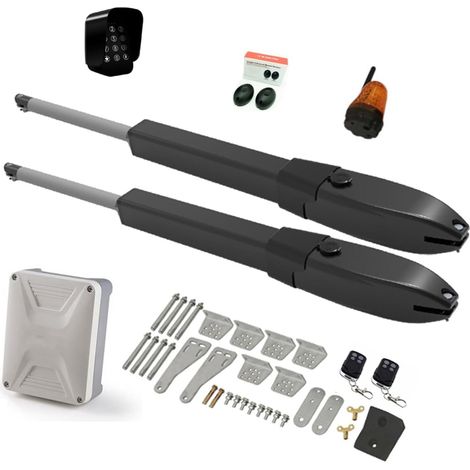 Kit d'ouvre-portes automatiques Batterie solaire Double bras opérateur de porte électrique ouvre-porte pivotant caméra IP WIFI télécommande manoir de ferme extérieur pour accessoires de portail coulis (1/5)