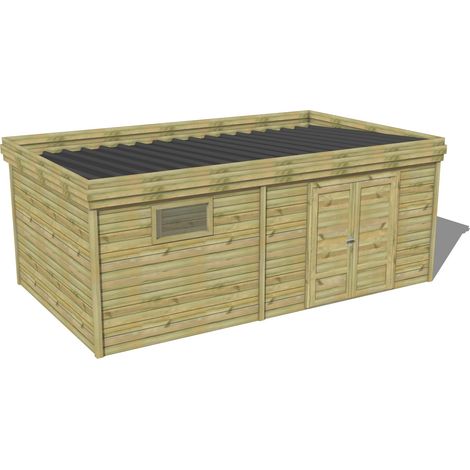 ABRI DE JARDIN bois traité 27mm, 6,5x3,4m, 22m2