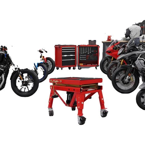 Table de levage de moto, Capacité de charge 160kg, Hauteur réglable 30,5-80cm, Taille de la plateforme 38x28,7cm, Taille de la base 46x37cm, Poids net 17kg (1/5)