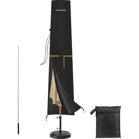 Housse de Parasol Déporté Housse de Protection de Parasol avec Tige Télescopique et Fermeture éclair,Imperméable Anti-UV Tissu Oxford Couverture Parasol pour Ø 2 à 4 m Parasol 275x45/60cm (1/5)