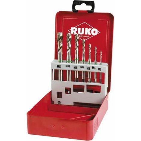 Set di maschi RUKO HSS-Co 5 DIN 371/376, 7 pezzi, tipo C, rettificati. (1/2)