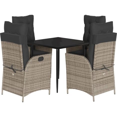 vidaXL Set da Pranzo da Giardino 5 pz con Cuscini in Polyrattan Grigio (1/5)