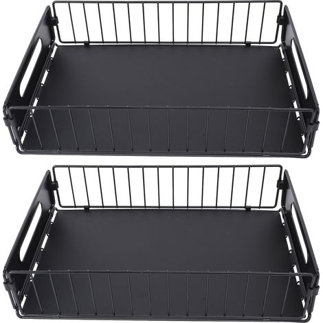 Lot de 2 paniers coulissants en fer pliable multifonction pour meuble cuisine et sous évier rangements épices (1/5)