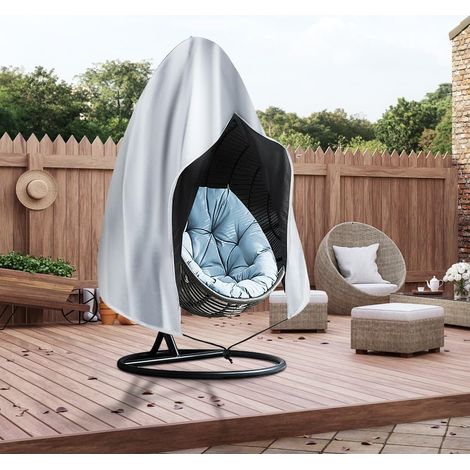 Housse de Chaise Suspendue, 190115CM Housse de Chaise d'oeufs en Tissu Oxford 210D, Anti-UV Imperméable avec Fermeture éclair, Argent
