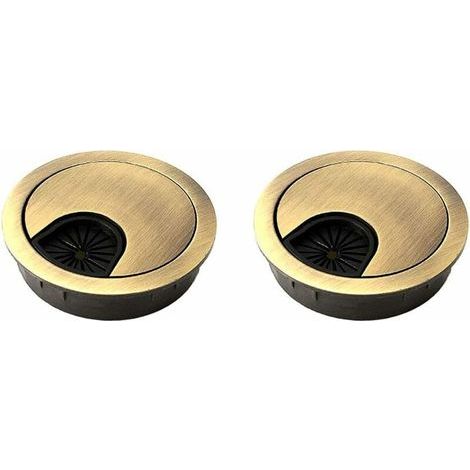 2 Stück Noble 60mm Kabeldurchführungen, Kabellochabdeckung für Büros, Schreibtische und Arbeitsplatten, Material: Zinklegierung (Bronze), (1/5)