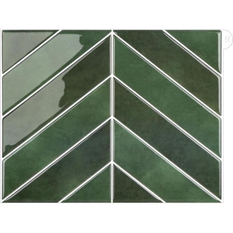 20 adesivi murali 3D in PET con motivo a chevron verde (29 x 22,9 cm) facili da applicare e rimuovere, ideali per le pareti di cucina e bagno. (1/5)
