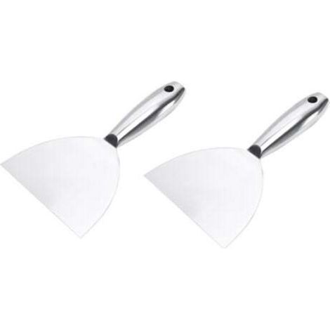 Stainless steel putty knife, kitchen hood floor glass cleaning knife, 2 pieces