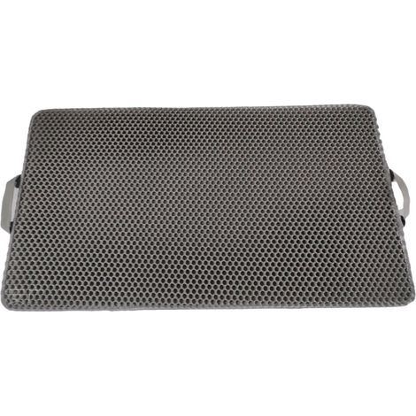 Tapis de litière pour chat double couche EVA,TTampon de nettoyage lavable pour bac à litière pour chat - 55x75cm Gris (version plate avec poignée) - RWTapis de litière pour chat (1/5)
