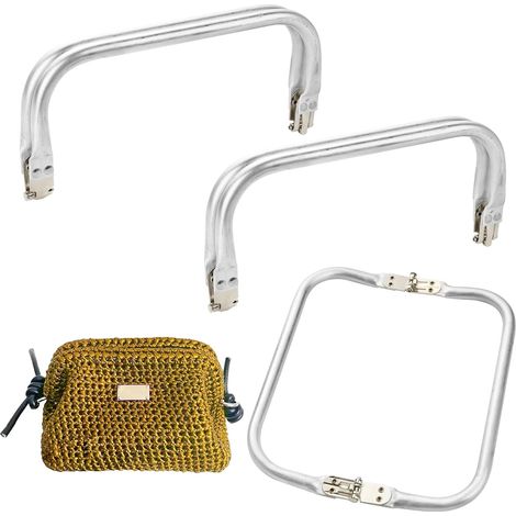2pcs Cadre de Sac à Main en Aluminium Fermoir Porte Monnaie Couture Kit Bricolage Tubulaire Interne de Forme Carrée DIY Accessoire pour Sac au Crochet (1/5)