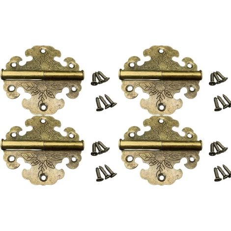 (4 pièces) 4 charnières en cuivre antique pour tôle, style ancien, pour armoire, boîte en bois de camphre, meuble, charnière extérieure en cuivre bronze (1/5)
