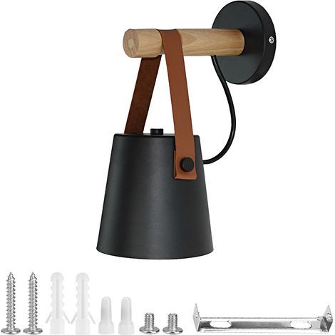 110-240V Intérieur LED Applique Murale En Bois Applique Pour Chambre Salon Couloir Noir (1/5)