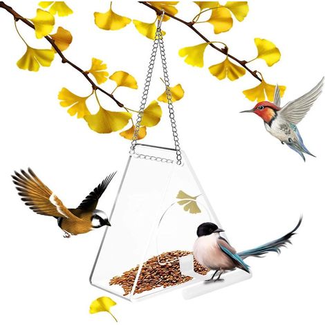 Vogelfutterhaus aus transparentem Acryl, Hängeschale für Vogelfutter, für den Innen- und Außenbereich. (1/5)