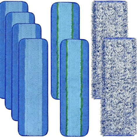 Lot de 8 Pads Compatibles Bona – Têtes de Rechange en Microfibre pour Balai Plat, Fixation Velcro, Lavables et Réutilisables (1/4)