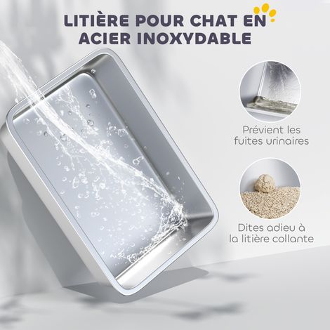 Maison de toilette pour chat avec couvercle amovible, bac à litière chat fermé côtés hauts, 60,5x40,5x45cm, blanc (1/5)