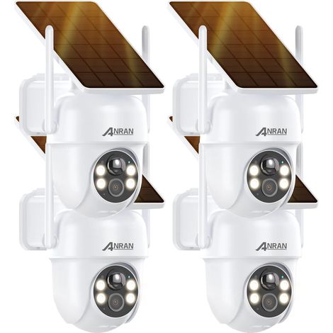 ANRAN 3MP Cámara de Vigilancia Exterior WLAN Inalámbrica, Panel Solar Integrado, Cámara IP con Batería, Visión Nocturna a Color, Detección Humana, Audio Bidireccional, Sirena de Alarma, Q4 Max Blanco (1/5)