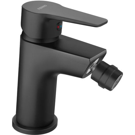 Robinet de bidet sur pied Ritto noir, bouchon automatique, plastique, noir (1/2)