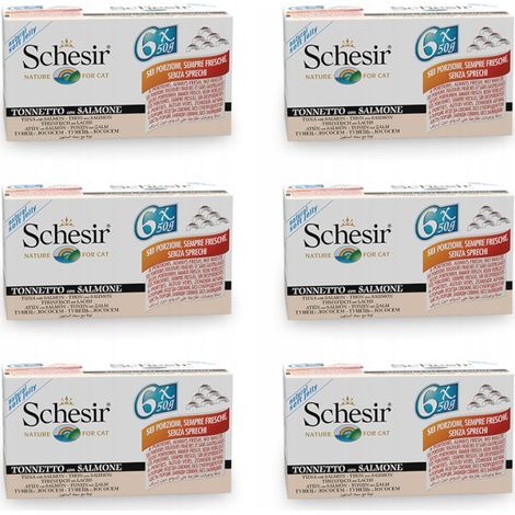 Nassfutter für Katzen SCHESIR Fischset mit Thunfisch und Lachs 36 x 50 g