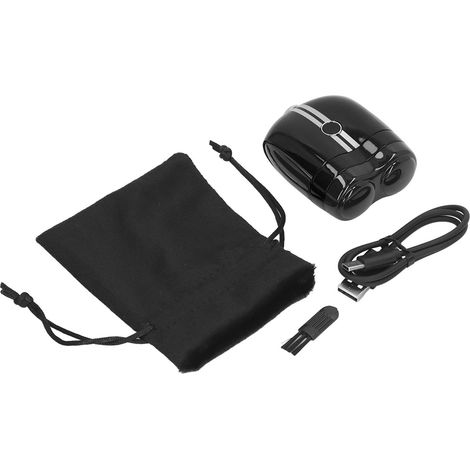 Tondeuse barbe électrique mini rechargeable Type C, usage sec/humide, étanche IPX7, noir, coupe incurvée (1/5)