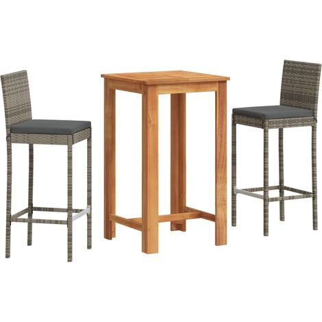 Maison Exclusive - 3-tlg. Gartenbar-Set Grau Massivholz Akazie un