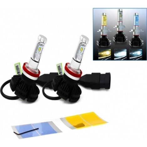 TRADE SHOP - Coppia Lampada Led Faro X3 Headlight H1 50w Bulbi Ricambio Luce 3 Film Colori -