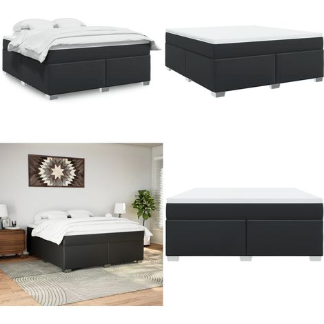 Sommier à lattes de lit avec matelas Noir 180x200 cm Similicuir - Lit Double - Literie - Chambre À Coucher - Sommier - Matelas - Home & Living (1/5)