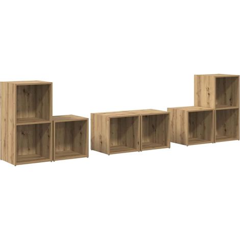 Maison Exclusive - TV-Schrankset Wandmontiert 6 pcs Artisan-Eiche