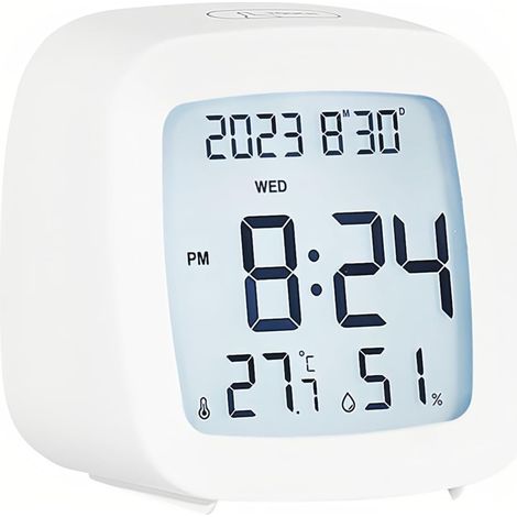 Réveil numérique avec température et humidité, enregistrement max/mixage 12/24 heures, calendrier hebdomadaire, bouton tactile, pour la maison, le bureau, les étudiants